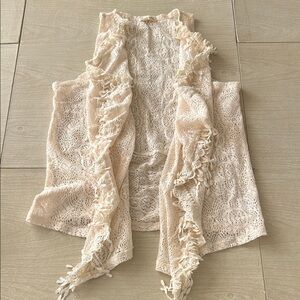 Love on a Hanger Cream Lace Fringe Blouse